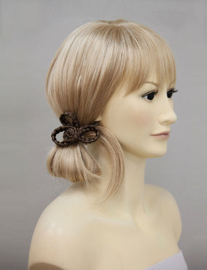 女性 W-8224A のおしゃれなアッシュブラウン 可愛いコンビネーション三つ編みヘッドバンド フラワーヘアアクセサリー 合成繊維