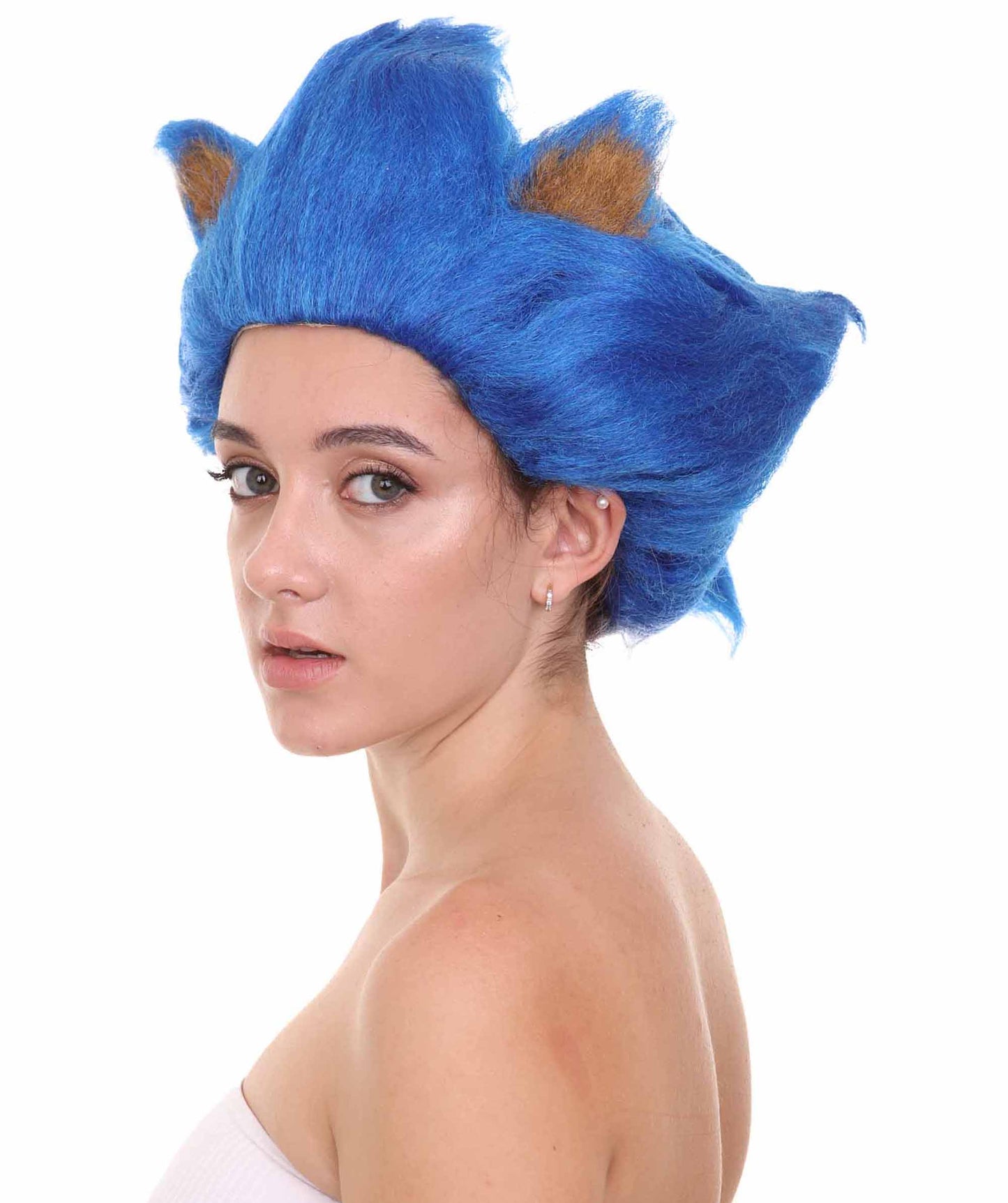 ハロウィンパーティープレミアム H-5243 女性用スパイキーブルーコスプレヘッジホッグウィッグ ブルー