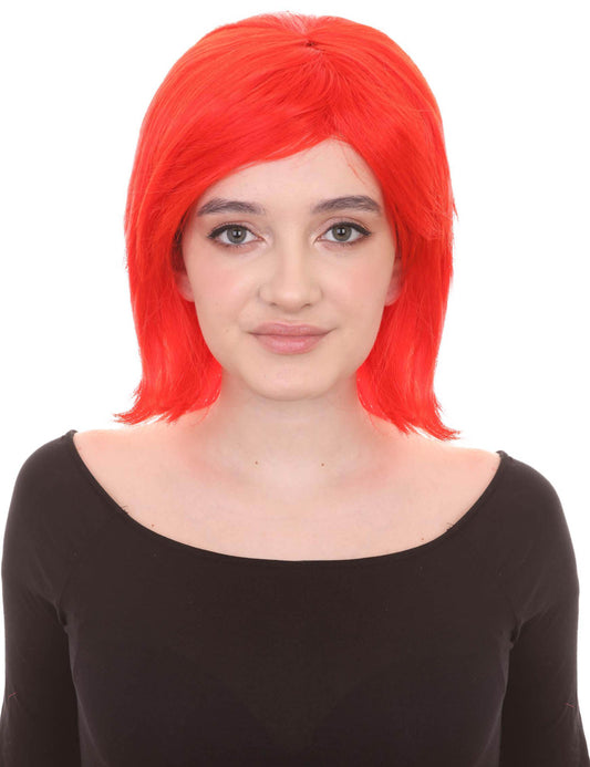 Wigs2you ハロウィン パーティー プレミアム H-1417 簡単に着用でき 快適なフィット感の女性ショート ネオンレッドウィッグ