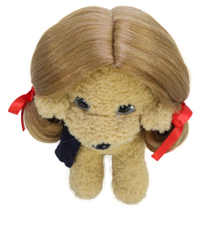Wigs2you P-051 ライトブラウン ピグテール ペットウィッグ – リボン付きショート合成毛ピース – 8インチ 犬・猫用