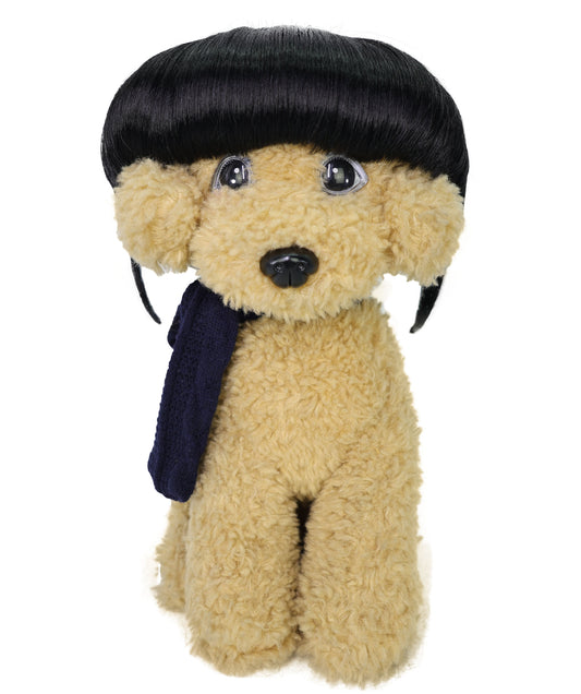 Wigs2you P-058 おもしろペットウィッグ（前髪付き） – 7インチ（約18cm）黒の合成コスチュームヘア（猫＆小型犬用）