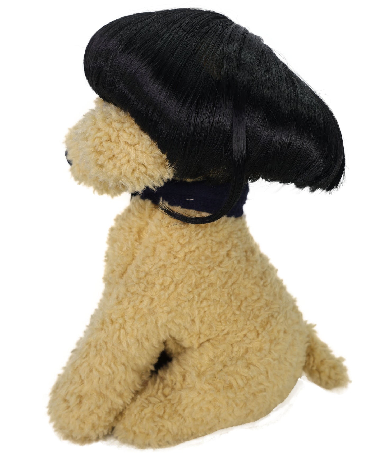 Wigs2you P-058 おもしろペットウィッグ（前髪付き） – 7インチ（約18cm）黒の合成コスチュームヘア（猫＆小型犬用）