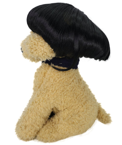 Wigs2you P-058 おもしろペットウィッグ（前髪付き） – 7インチ（約18cm）黒の合成コスチュームヘア（猫＆小型犬用）