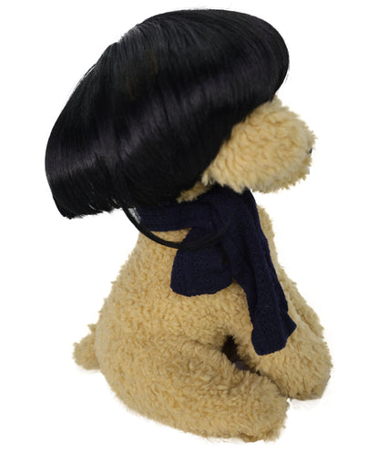 Wigs2you P-058 おもしろペットウィッグ（前髪付き） – 7インチ（約18cm）黒の合成コスチュームヘア（猫＆小型犬用）