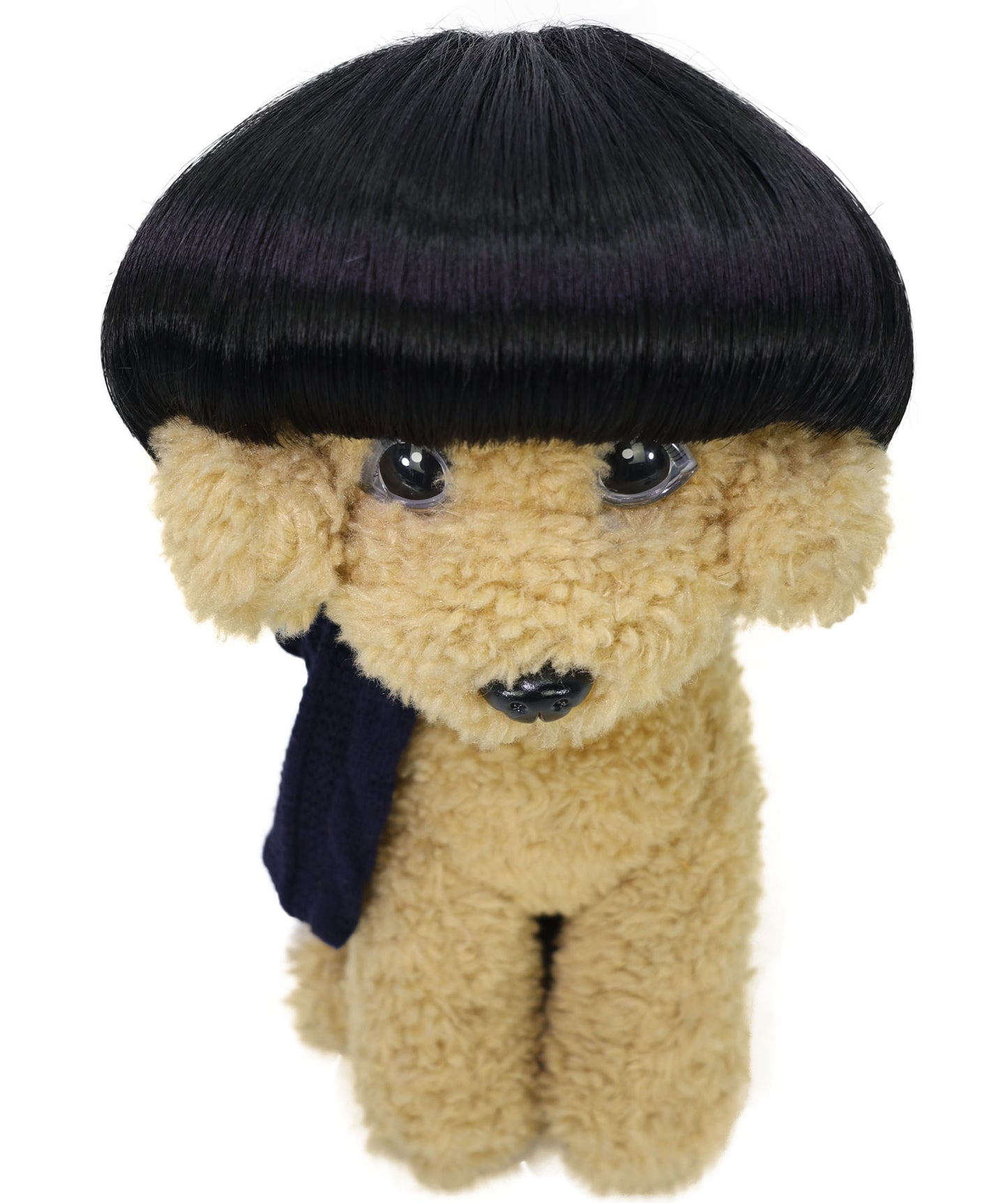 Wigs2you P-058 おもしろペットウィッグ（前髪付き） – 7インチ（約18cm）黒の合成コスチュームヘア（猫＆小型犬用）