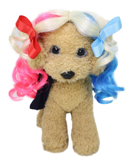 Wigs2you P-059 犬猫用マルチカラーペットウィッグ（10インチ） – カラフルなリボン付きカールヘア、コスプレや楽しいコスチュームに最適