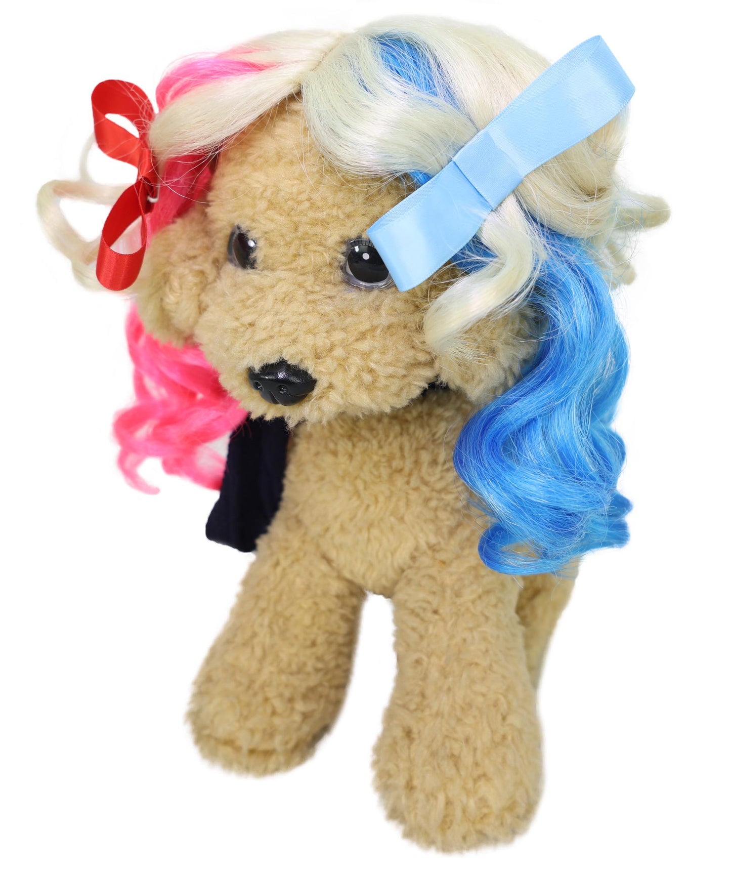 Wigs2you P-059 犬猫用マルチカラーペットウィッグ（10インチ） – カラフルなリボン付きカールヘア、コスプレや楽しいコスチュームに最適