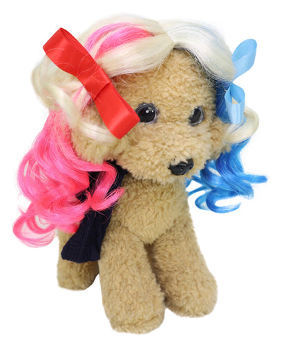 Wigs2you P-059 犬猫用マルチカラーペットウィッグ（10インチ） – カラフルなリボン付きカールヘア、コスプレや楽しいコスチュームに最適