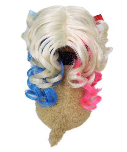 Wigs2you P-059 犬猫用マルチカラーペットウィッグ（10インチ） – カラフルなリボン付きカールヘア、コスプレや楽しいコスチュームに最適