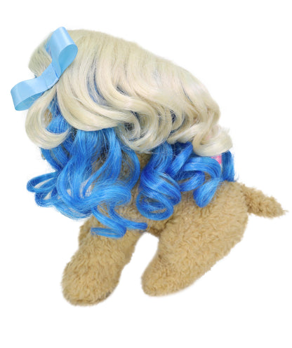 Wigs2you P-059 犬猫用マルチカラーペットウィッグ（10インチ） – カラフルなリボン付きカールヘア、コスプレや楽しいコスチュームに最適