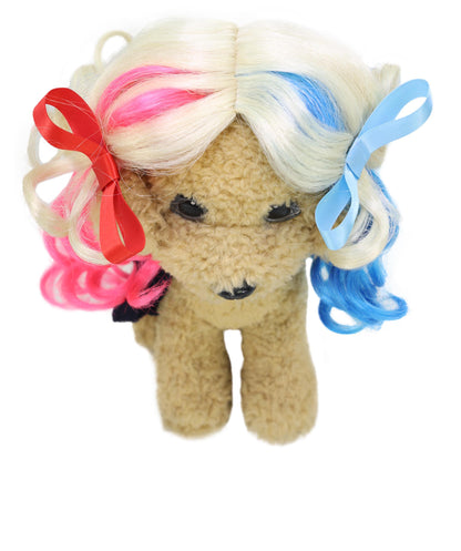 Wigs2you P-059 犬猫用マルチカラーペットウィッグ（10インチ） – カラフルなリボン付きカールヘア、コスプレや楽しいコスチュームに最適