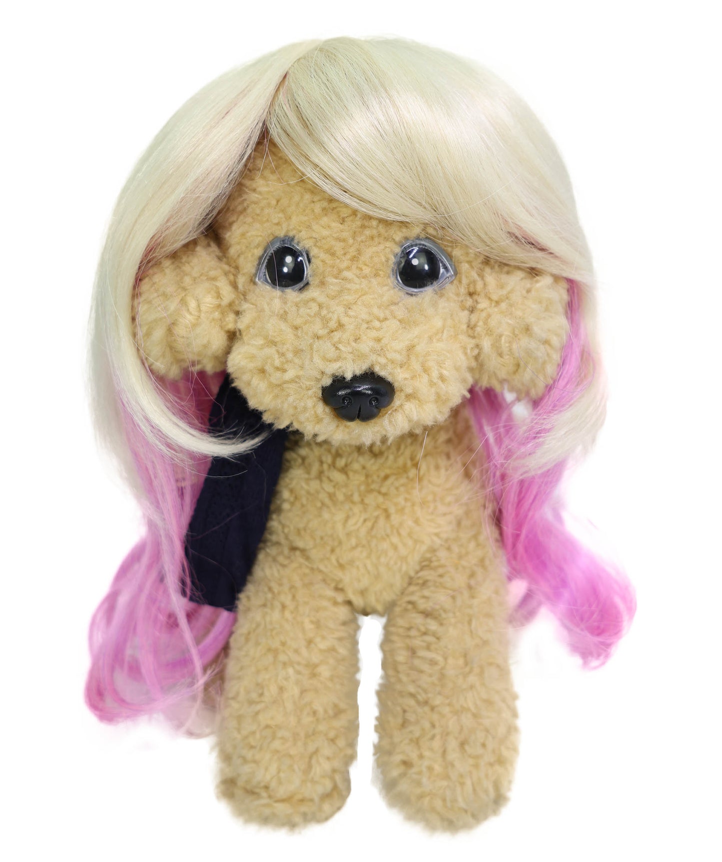 Wigs2you P-060 ブロンド＆ピンクのカーリーペットウィッグ | 犬＆猫用ツートンカラー合成コスチュームウィッグ | ハロウィン、パーティー、写真撮影に最適な軽量難燃性ペットヘアピース