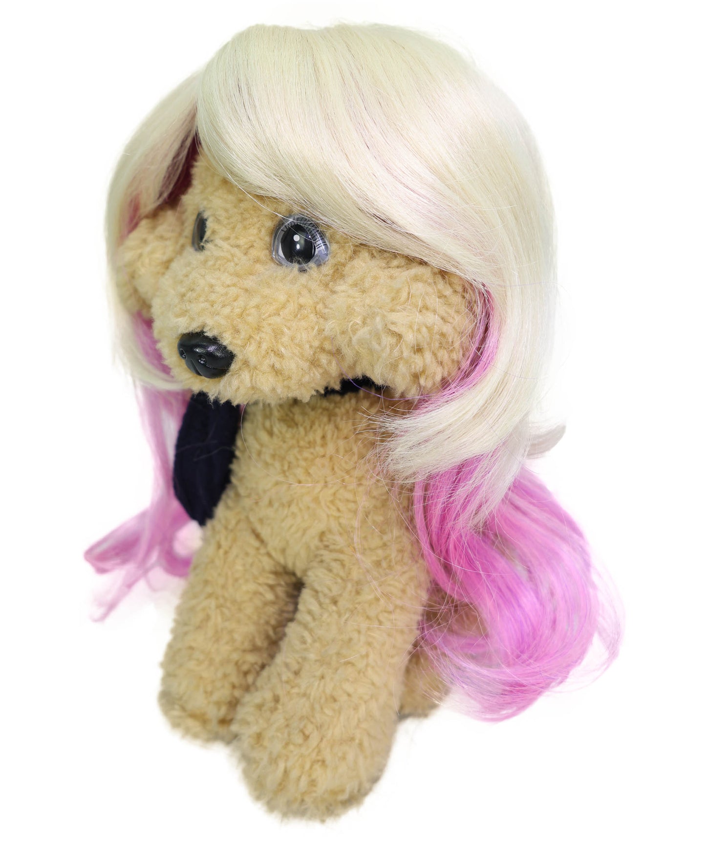 Wigs2you P-060 ブロンド＆ピンクのカーリーペットウィッグ | 犬＆猫用ツートンカラー合成コスチュームウィッグ | ハロウィン、パーティー、写真撮影に最適な軽量難燃性ペットヘアピース