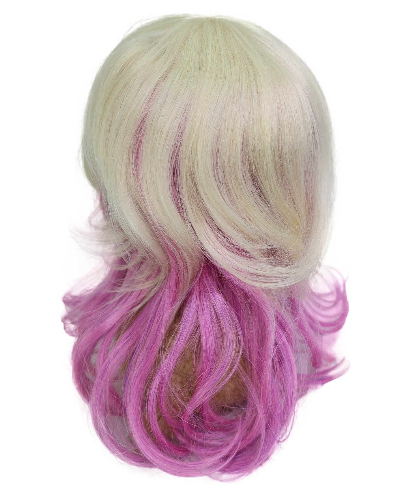 Wigs2you P-060 ブロンド＆ピンクのカーリーペットウィッグ | 犬＆猫用ツートンカラー合成コスチュームウィッグ | ハロウィン、パーティー、写真撮影に最適な軽量難燃性ペットヘアピース