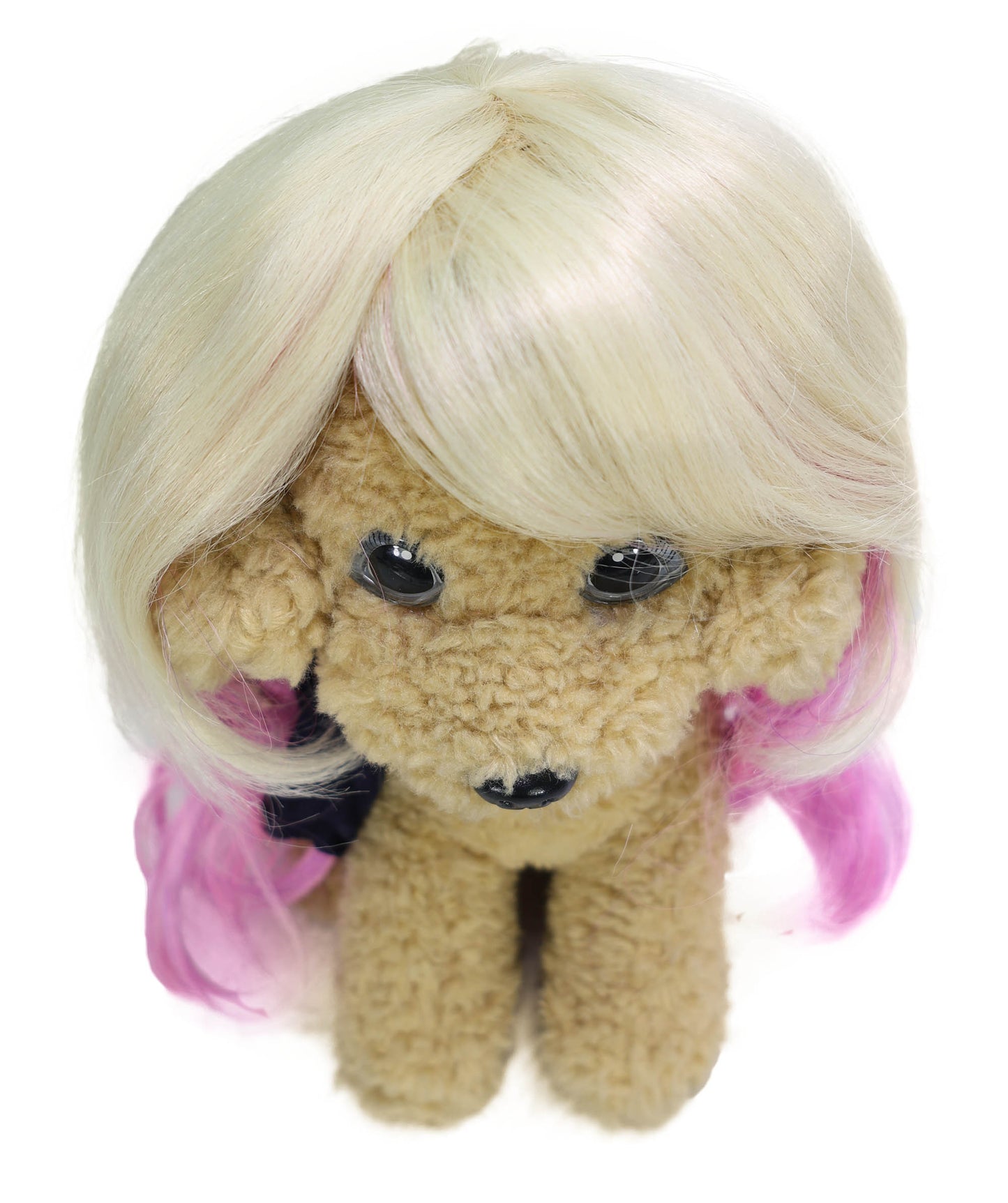 Wigs2you P-060 ブロンド＆ピンクのカーリーペットウィッグ | 犬＆猫用ツートンカラー合成コスチュームウィッグ | ハロウィン、パーティー、写真撮影に最適な軽量難燃性ペットヘアピース