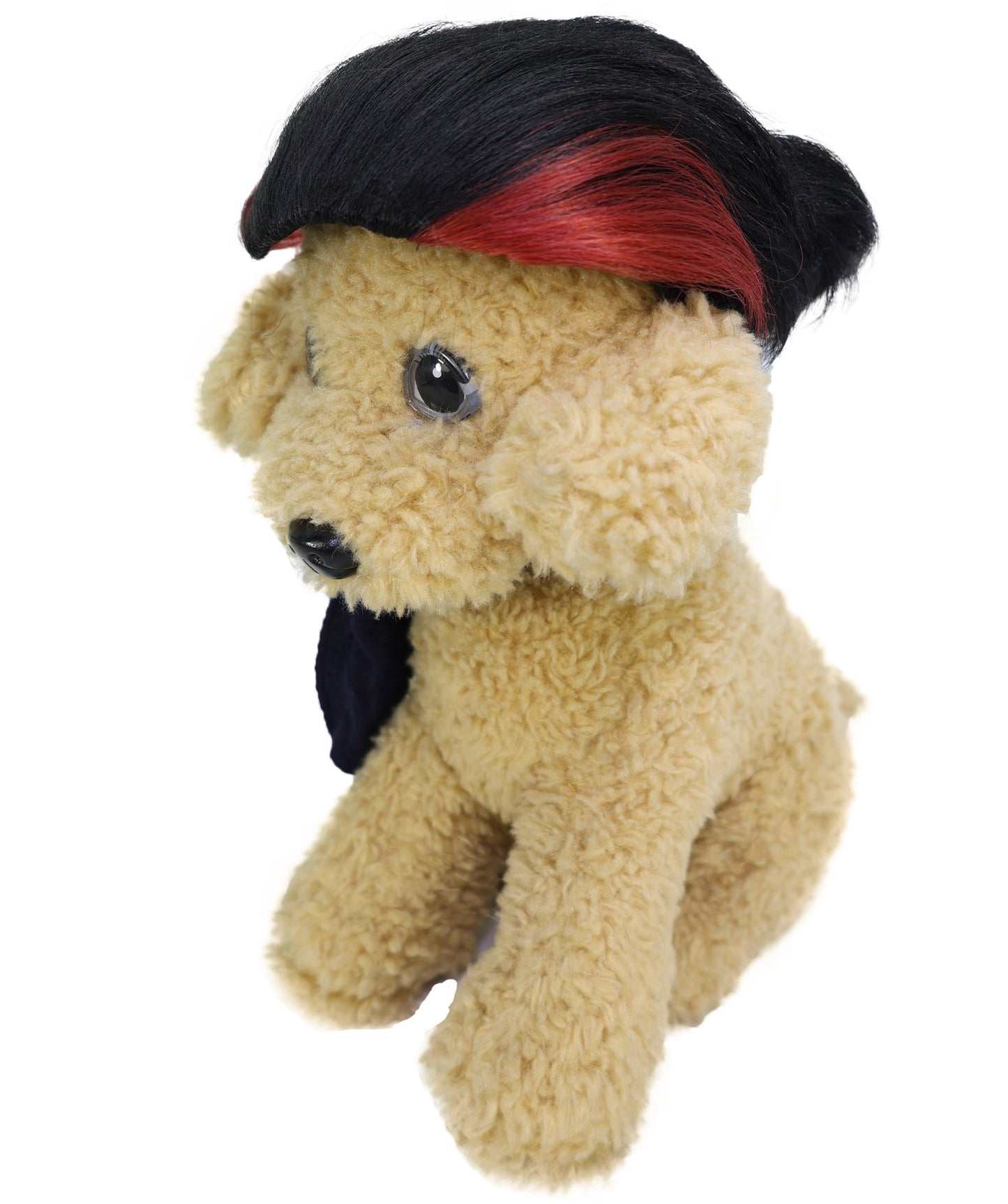 Wigs2you  P-062 赤いサイドアクセント付きショートブラックペットウィッグ | 人工毛ペットコスチュームアクセサリー | 犬猫用軽量耐火ウィッグ | ハロウィン、パーティー、写真撮影に最適