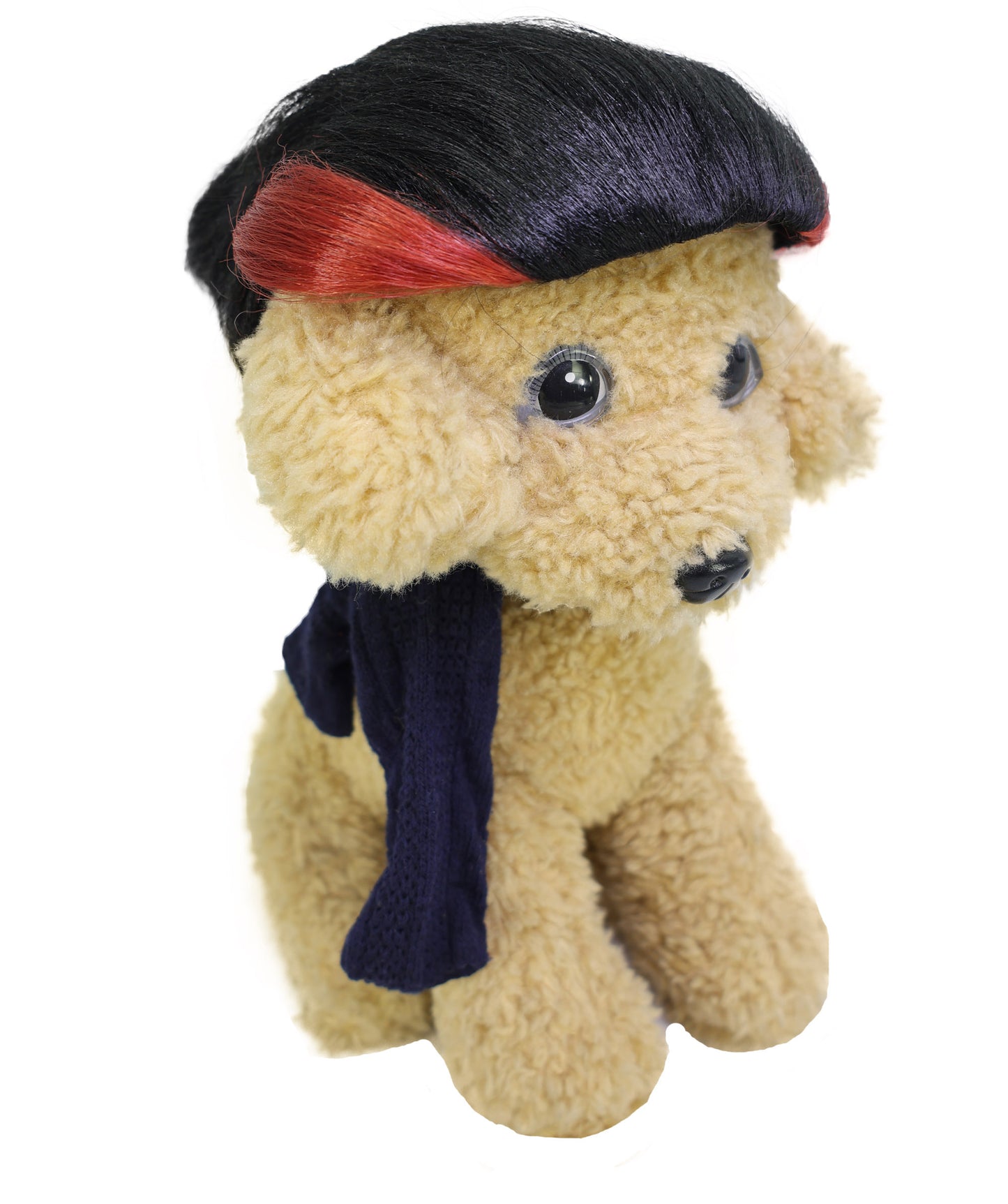 Wigs2you  P-062 赤いサイドアクセント付きショートブラックペットウィッグ | 人工毛ペットコスチュームアクセサリー | 犬猫用軽量耐火ウィッグ | ハロウィン、パーティー、写真撮影に最適