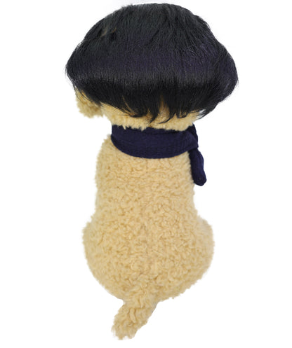 Wigs2you  P-062 赤いサイドアクセント付きショートブラックペットウィッグ | 人工毛ペットコスチュームアクセサリー | 犬猫用軽量耐火ウィッグ | ハロウィン、パーティー、写真撮影に最適