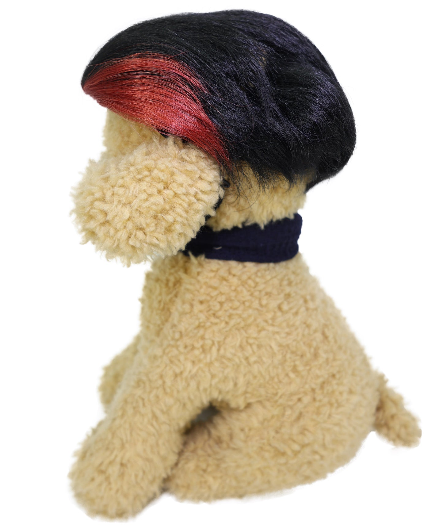 Wigs2you  P-062 赤いサイドアクセント付きショートブラックペットウィッグ | 人工毛ペットコスチュームアクセサリー | 犬猫用軽量耐火ウィッグ | ハロウィン、パーティー、写真撮影に最適