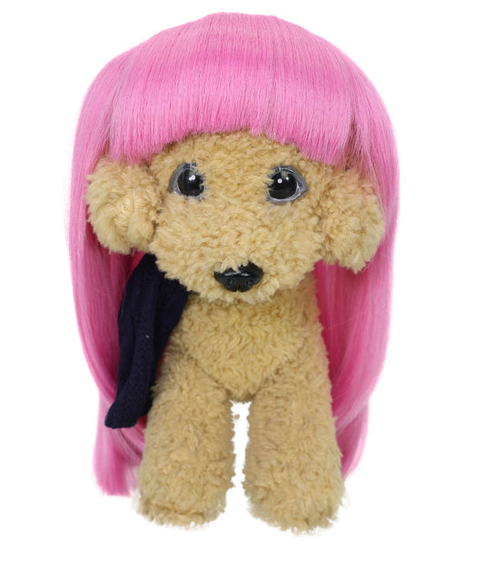 Wigs2you P-063 明るいピンクのペットウィッグ | 犬・猫用ストレートスタイル人工毛ウィッグ | ハロウィン、写真撮影、イベントに最適な軽量で難燃性のペットコスチュームアクセサリー