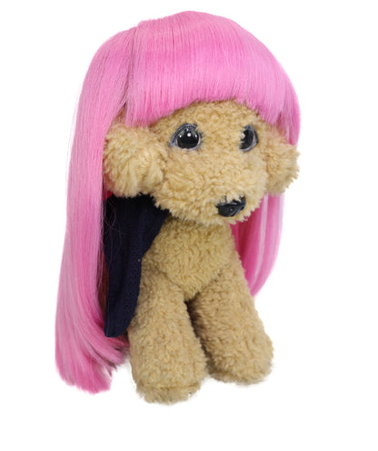 Wigs2you P-063 明るいピンクのペットウィッグ | 犬・猫用ストレートスタイル人工毛ウィッグ | ハロウィン、写真撮影、イベントに最適な軽量で難燃性のペットコスチュームアクセサリー