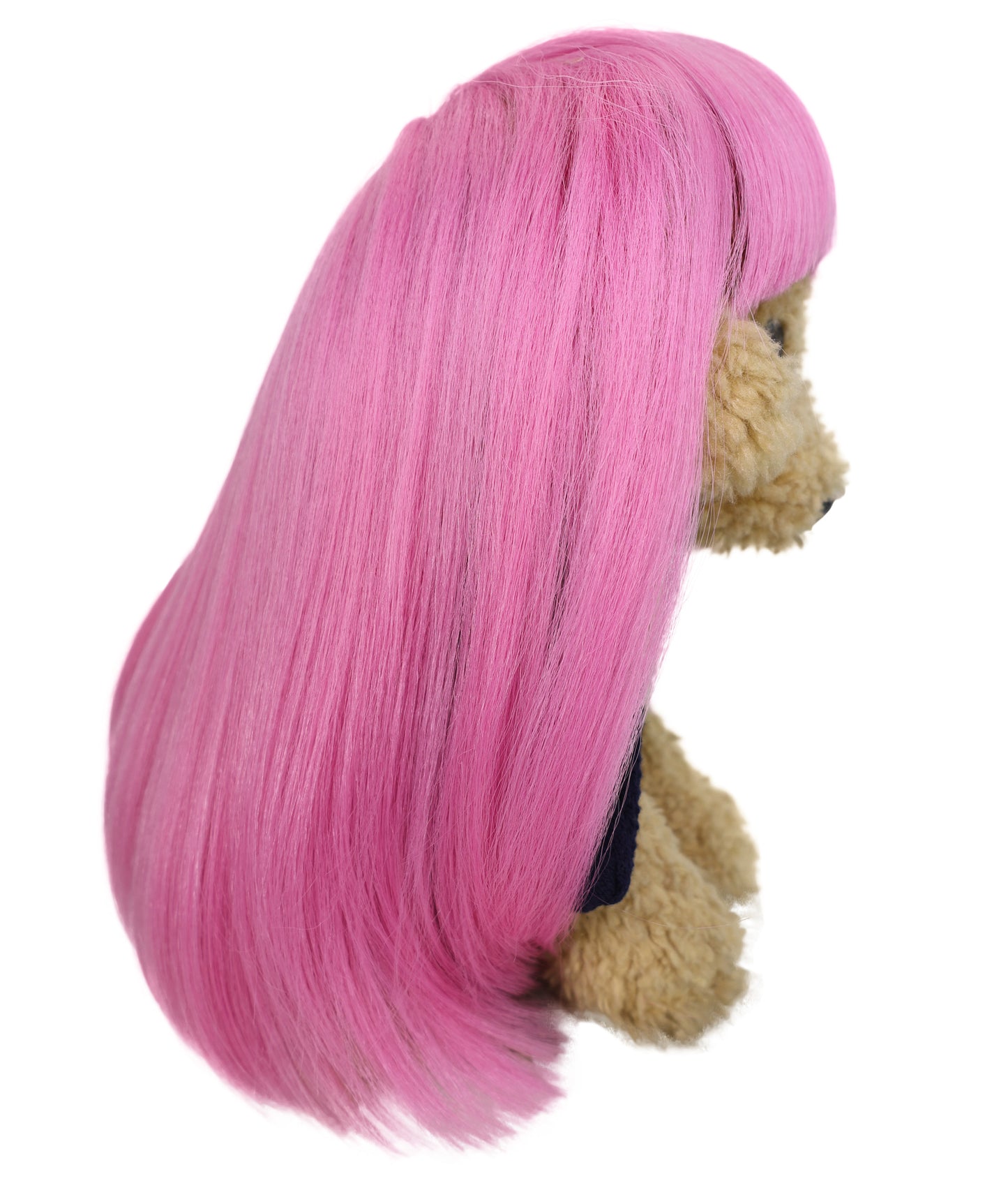 Wigs2you P-063 明るいピンクのペットウィッグ | 犬・猫用ストレートスタイル人工毛ウィッグ | ハロウィン、写真撮影、イベントに最適な軽量で難燃性のペットコスチュームアクセサリー