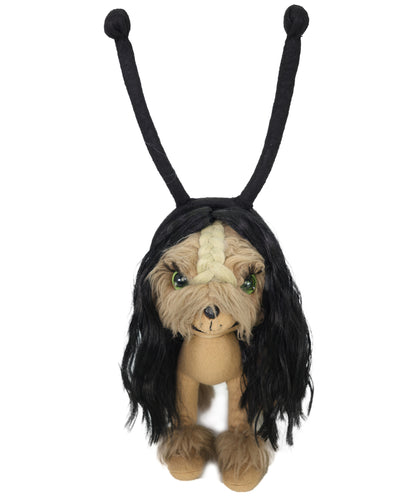 Wigs2you P-066 10インチ ブラック ペット用ウィッグ – 耐熱性合成毛、ヘッドピース付き（犬用）｜標準キャップ