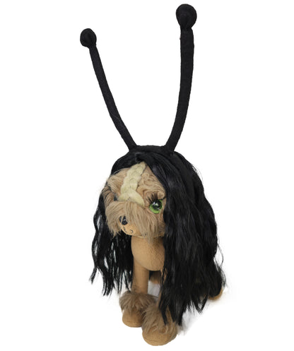 Wigs2you P-066 10インチ ブラック ペット用ウィッグ – 耐熱性合成毛、ヘッドピース付き（犬用）｜標準キャップ