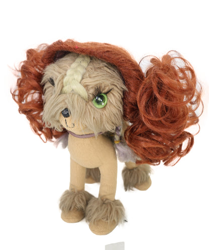 Wigs2you P-067 バーガンディ色の犬用ペットウィッグ – 6インチの巻き毛合成毛、耐熱性、難燃性標準キャップ