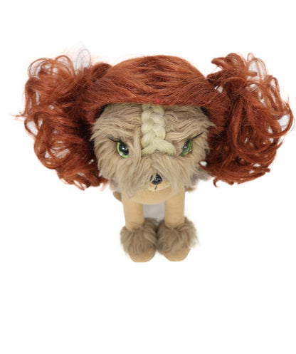 Wigs2you P-067 バーガンディ色の犬用ペットウィッグ – 6インチの巻き毛合成毛、耐熱性、難燃性標準キャップ