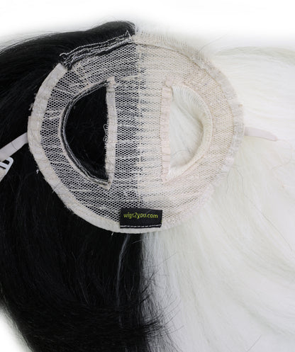 Wigs2you P-069 犬用白黒ペットウィッグ – 7インチ耐熱合成繊維、標準キャップ付き