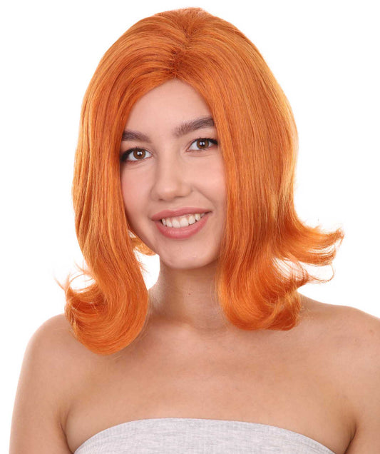 プレミアムハロウィンパーティーレディ H-5460 ミディアムレングス ベスチェスプレイヤーウィッグ オレンジ