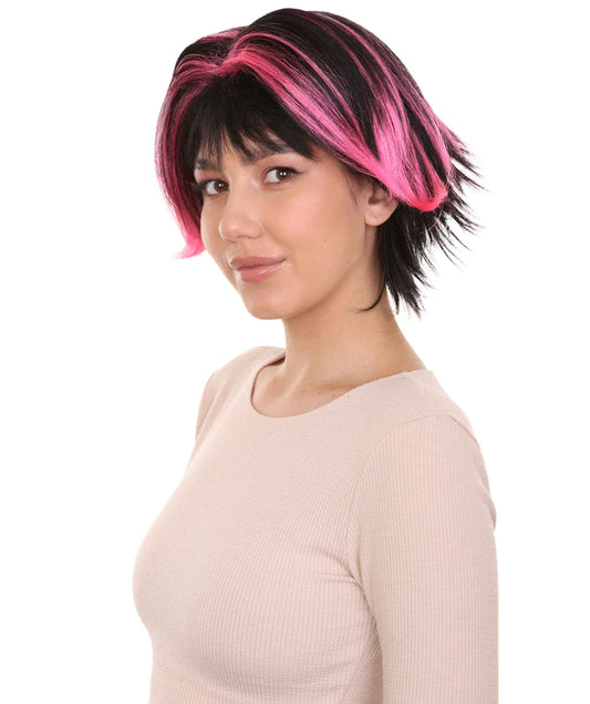 Wigs2you ハロウィンパーティ プレミアムレディース H-979 ショートピンクと黒ウィッグ
