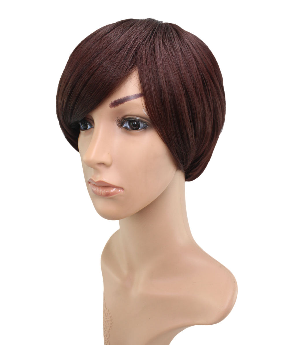 "ショットウィッグ☆斜めの前髪と耳側までの毛先は絶妙なマッチ☆ ウィッグネット付き♪ W-764 "