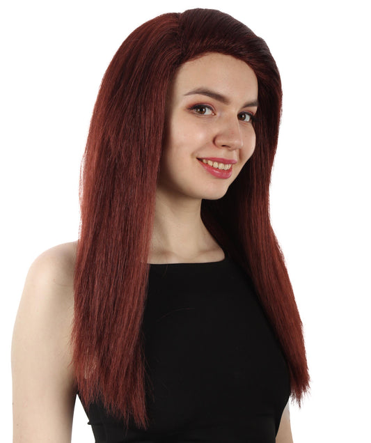 女性用ロングストレートサイドパートコスプレウィッグ ダークブラウン H-5220_21 ファンシースタイル プレミアムハロウィンパーティーウィッグコレクション