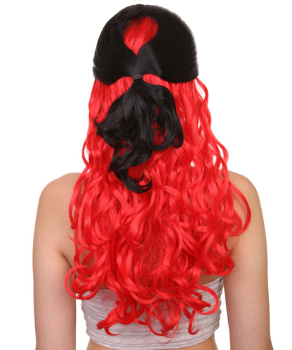 Wigs2youハロウィンパーティープレミアムレディースH-1935 着けやすい 非常に快適 黒と赤のロングウェービーウィッグ
