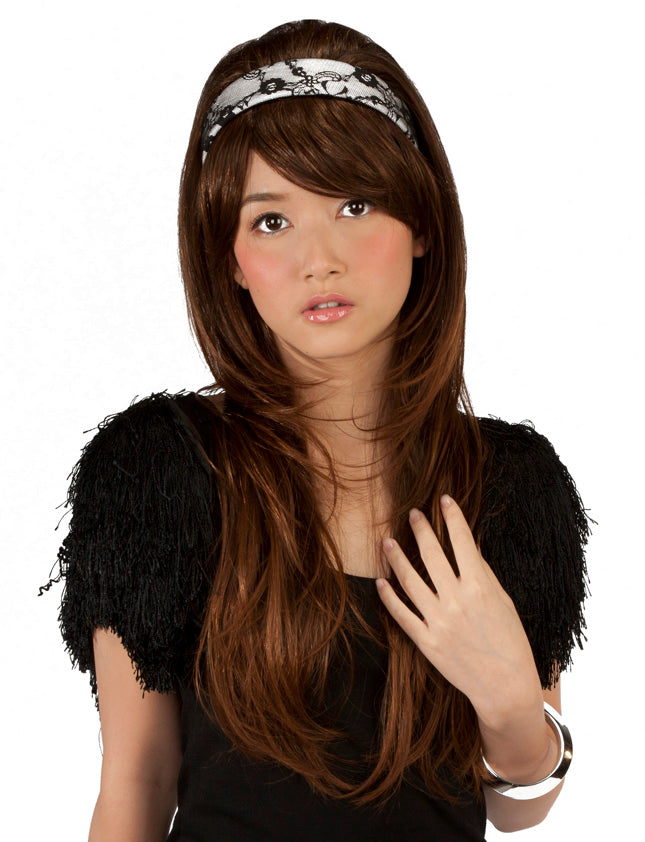 【魅力的なロングストレートウィッグ ブラック WS-2002