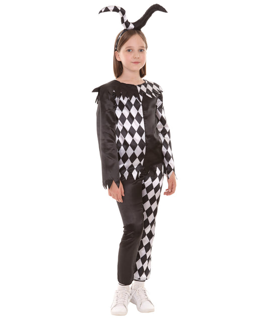 クリーピージェスター JCP-073_1 (Kids) ガール ホラーコスチューム ブラックアンドホワイト ハロウィンコスチューム