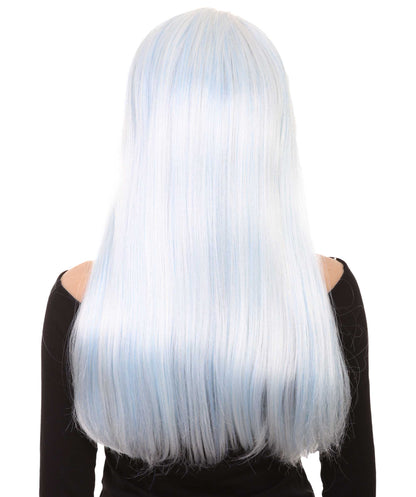 ロングボブホワイト女性用ウィッグ H-3358 華やかなパーティーイベント準備完了のハロウィンウィッグ プレミアム通気性のあるキャップレスキャップ