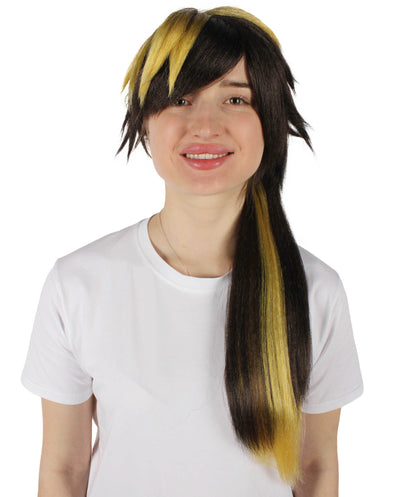 Wigs2you H-6929 レディース ビジュアル系ミュージシャン風 ブラック＆イエローウィッグ｜ハロウィンにぴったり｜難燃性合成繊維