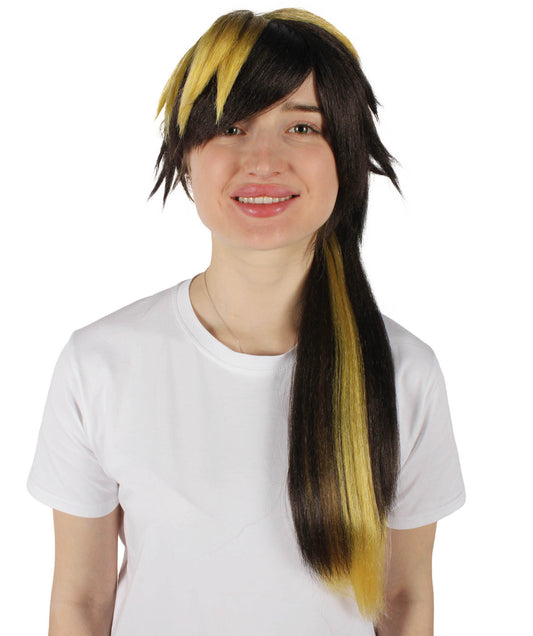 Wigs2you H-6929 レディース ビジュアル系ミュージシャン風 ブラック＆イエローウィッグ｜ハロウィンにぴったり｜難燃性合成繊維