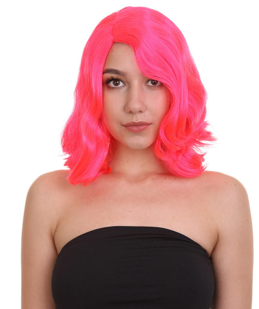 Wigs2you ハロウィン パーティー プレミアム レディース H-1156 とても快適なネオン ピンク カーリー レディ ウィッグ