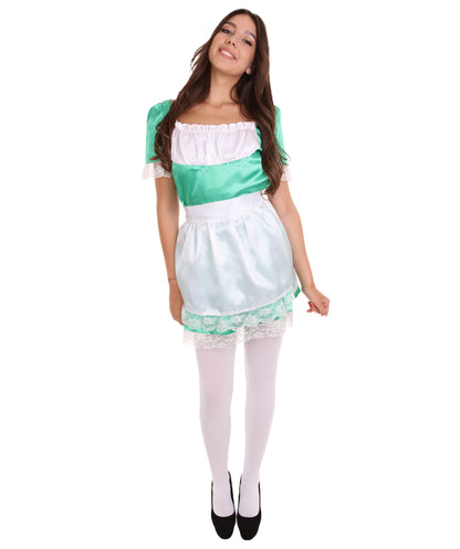 女性用 JCO-343_7 伝統的なメイド制服コスプレ グリーンコスチューム