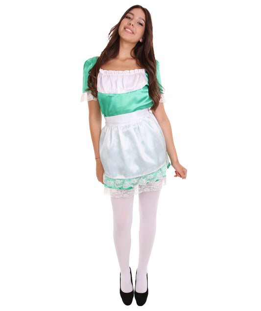 女性用 JCO-343_7 伝統的なメイド制服コスプレ グリーンコスチューム