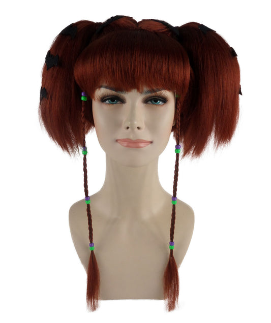 Wigs2you ハロウィンパーティープレミアム レディース H-693 バットエンジェルウィッグ ダークオーバーン色 サイドスイープ ボムシェル ウィッグ