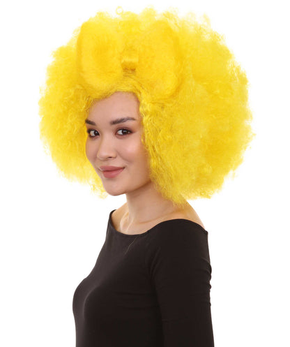 Wigs2you ハロウィン パーティー プレミアム レディース H-1237 着けやすい 快適なフィット感 イエロー アフロ スモール ボウウィッグ
