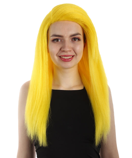 女性用ロングストレートサイドパートコスプレウィッグ イエロー H-5220_5 ファンシースタイル プレミアムハロウィンパーティーウィッグコレクション
