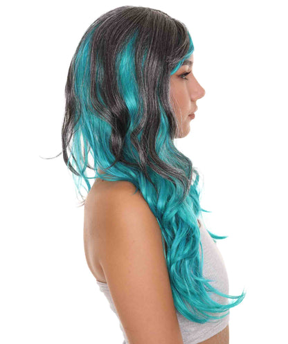 Wigs2you ハロウィンパーティープレミアムレディース H-1864 華やかに見えるツートーングレー＆ブルーカールウィッグ