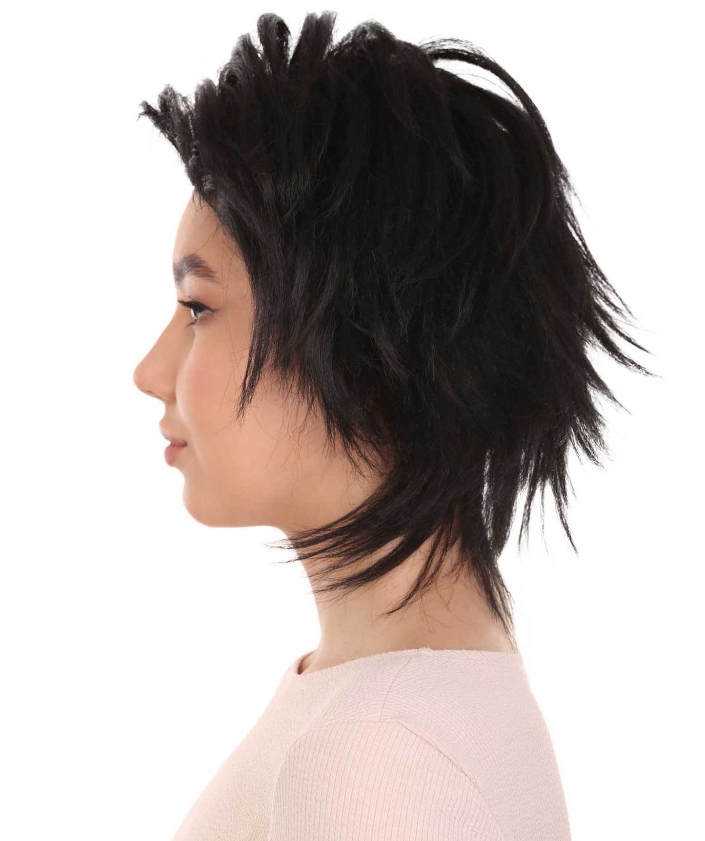 ミス・シザーハンズ コスプレウィッグ H-4055 ブラックショートキャラクターウィッグ プレミアム通気性キャップレスキャップ