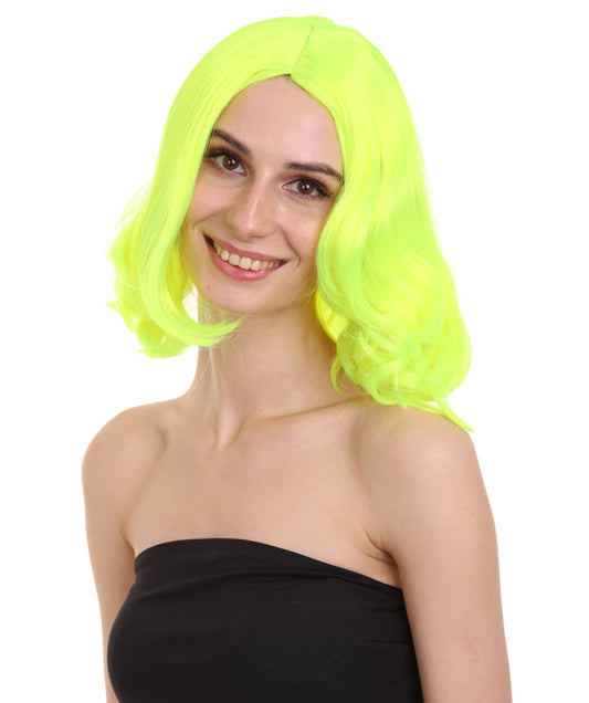 Wigs2you ハロウィン パーティー プレミアム 簡単に着用できる H-1152 とても快適なネオン グリーン カーリー レディ ウィッグ